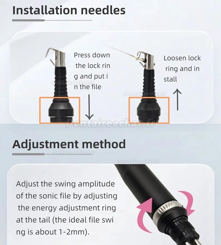Pièce à main sonic endo activator, pneumatique endoactivator dentaire avec 2 aiguilles à limer